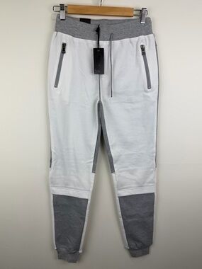 Riflessi Premium Edition Men’s Colorblock Jogger Pants White Gray Size M NWT